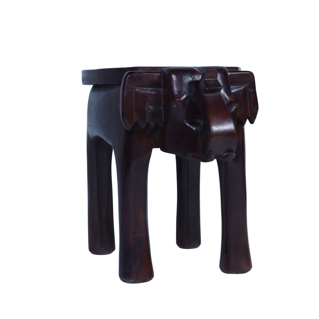 WOODEN TILE FIITED ELEPHANT STOLL SMALL