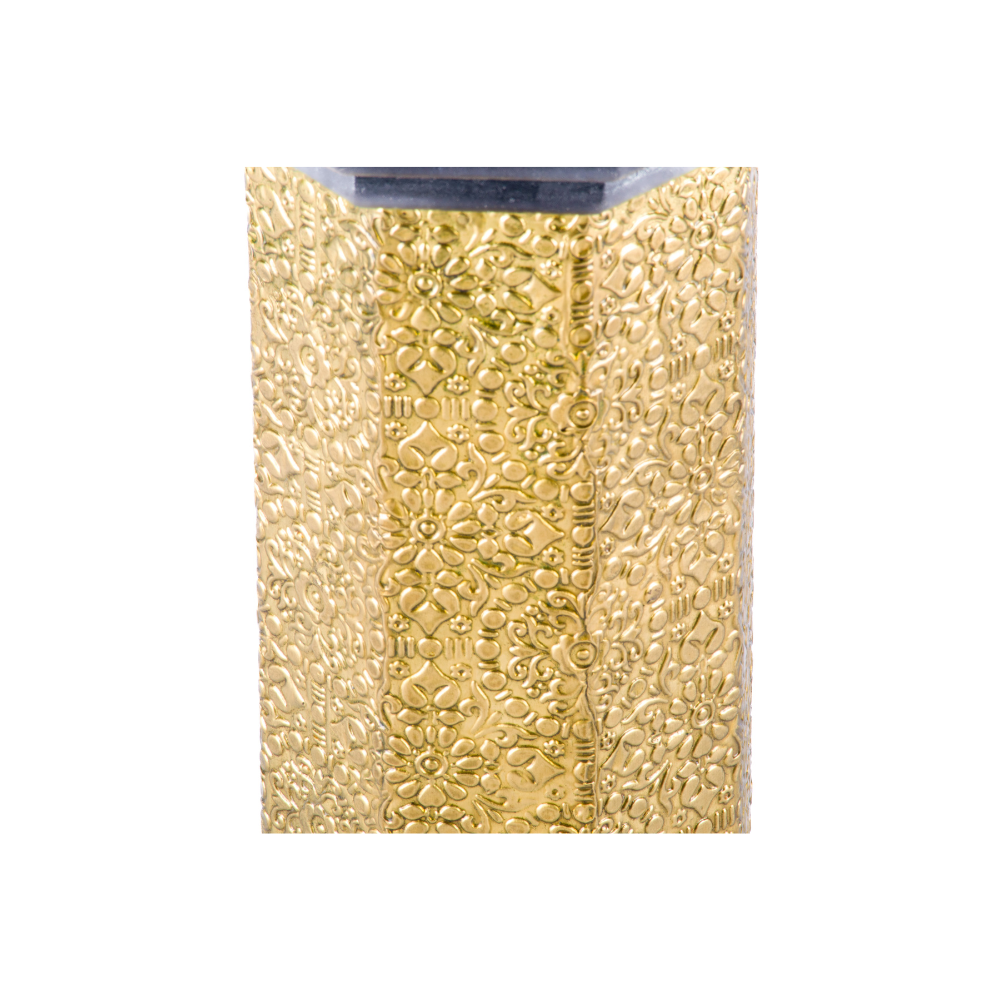 WOOD BRASS FITTED HEXAGANAL CANDLE STAND LARGE