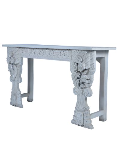 WOODEN FLOWER CARVING CONSOLE TABLE