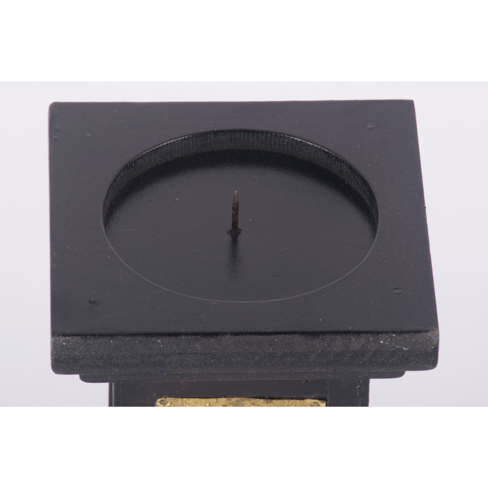 WOOD BRASS FITTED SQUARE CANDLE LARGE