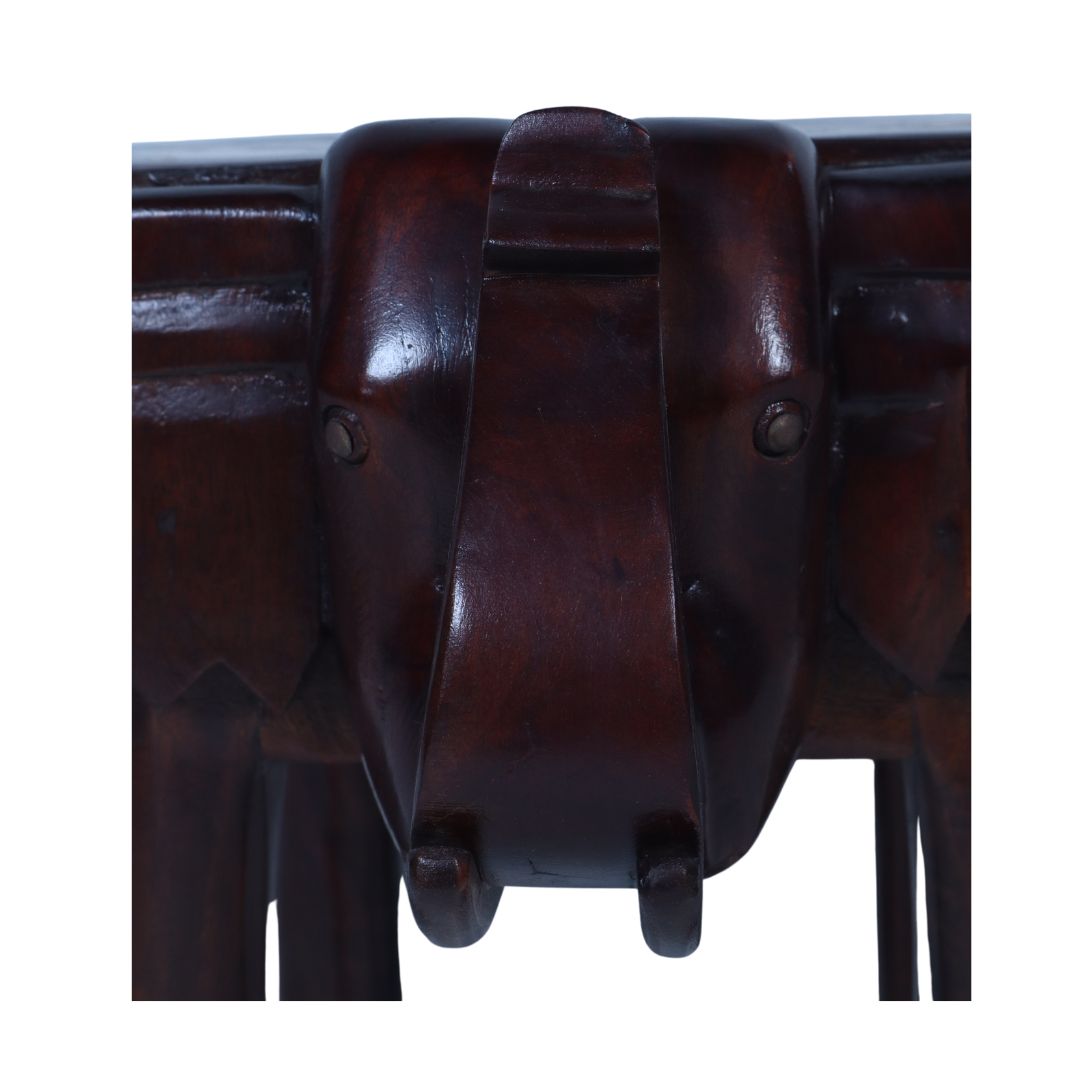 WOODEN TILE FIITED ELEPHANT STOLL SMALL