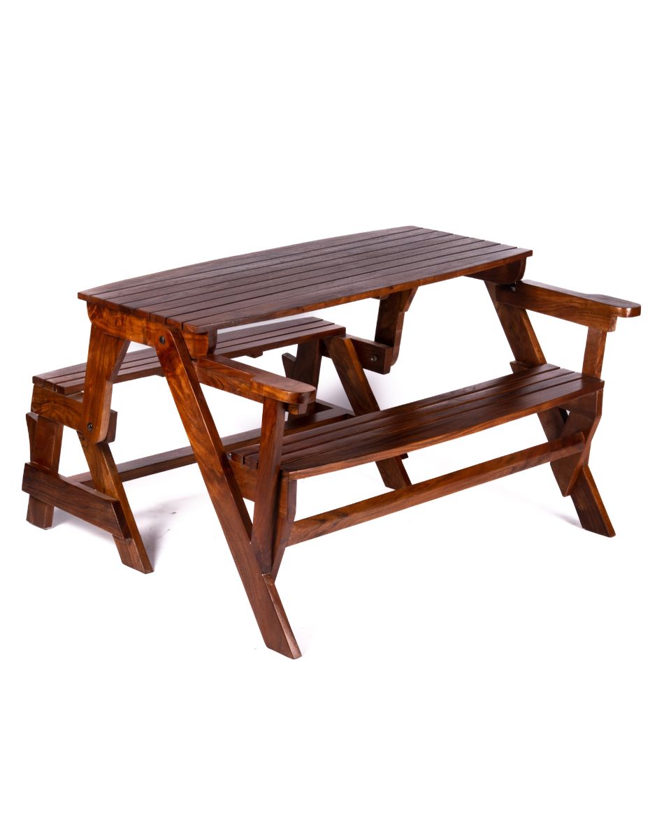 WOODEN FOLDING BENCH CUM DINING TABLE