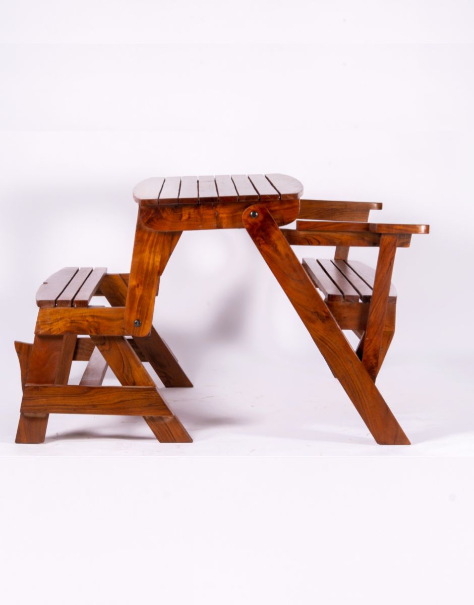 WOODEN FOLDING BENCH CUM DINING TABLE