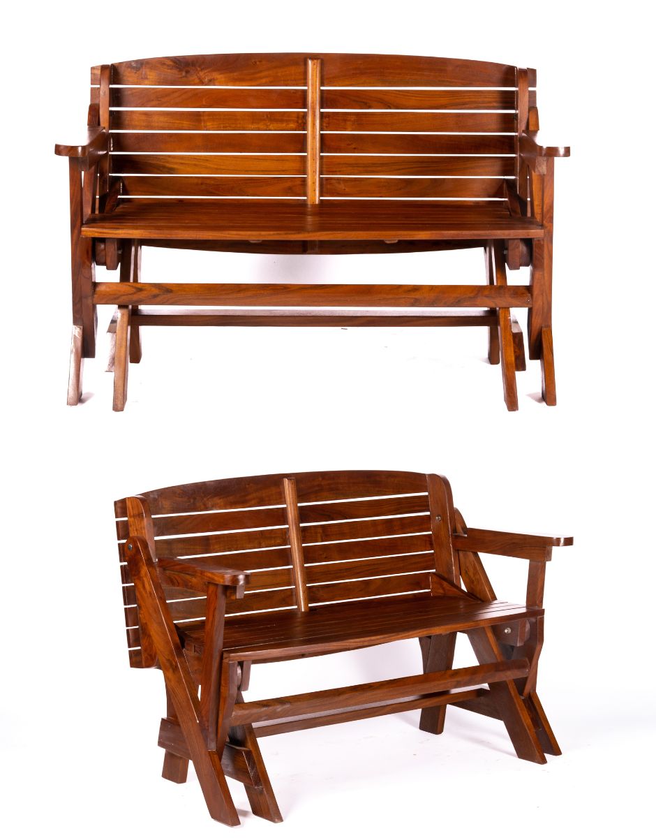 WOODEN FOLDING BENCH CUM DINING TABLE