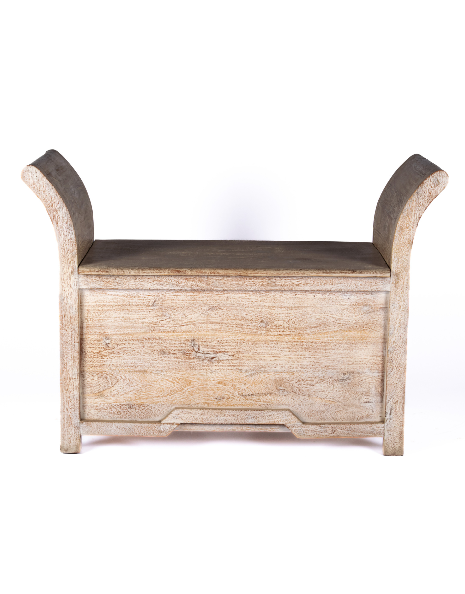 WOODEN SOFA BOX SANDBLAST WHITE