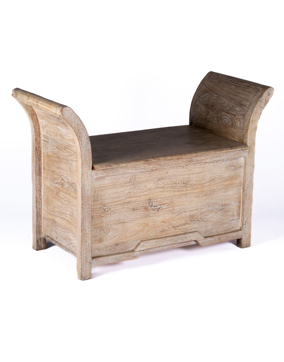 WOODEN SOFA BOX SANDBLAST WHITE