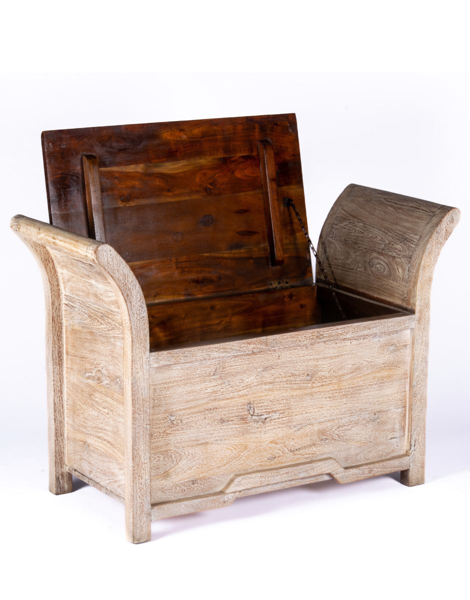 WOODEN SOFA BOX SANDBLAST WHITE