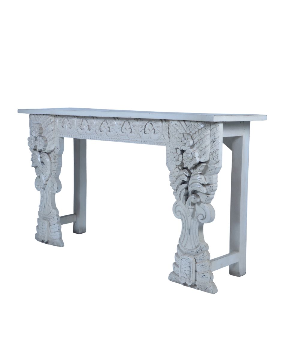 WOODEN FLOWER CARVING CONSOLE TABLE
