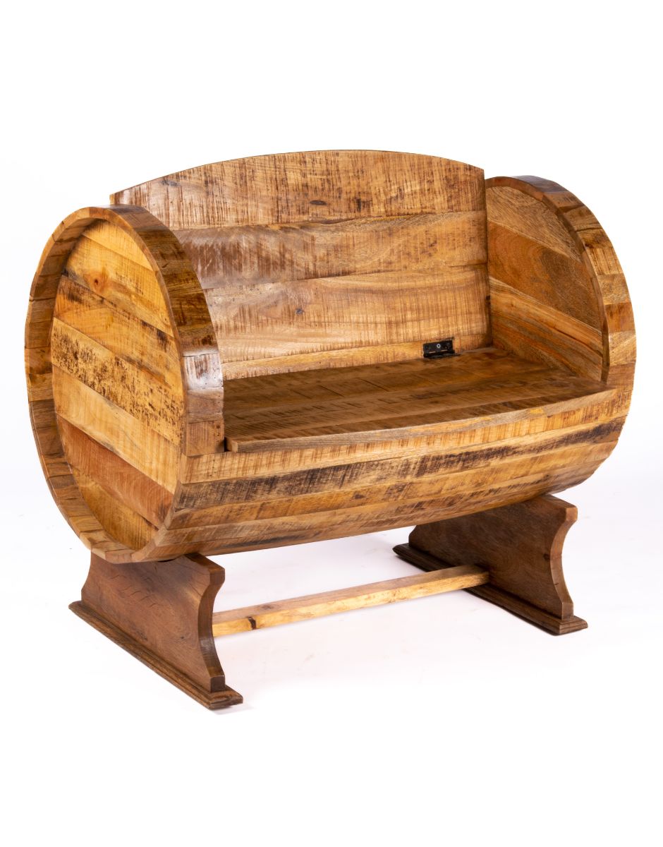 WOODEN SOFA SINGLE SEATER BEER BARREL DESIGN