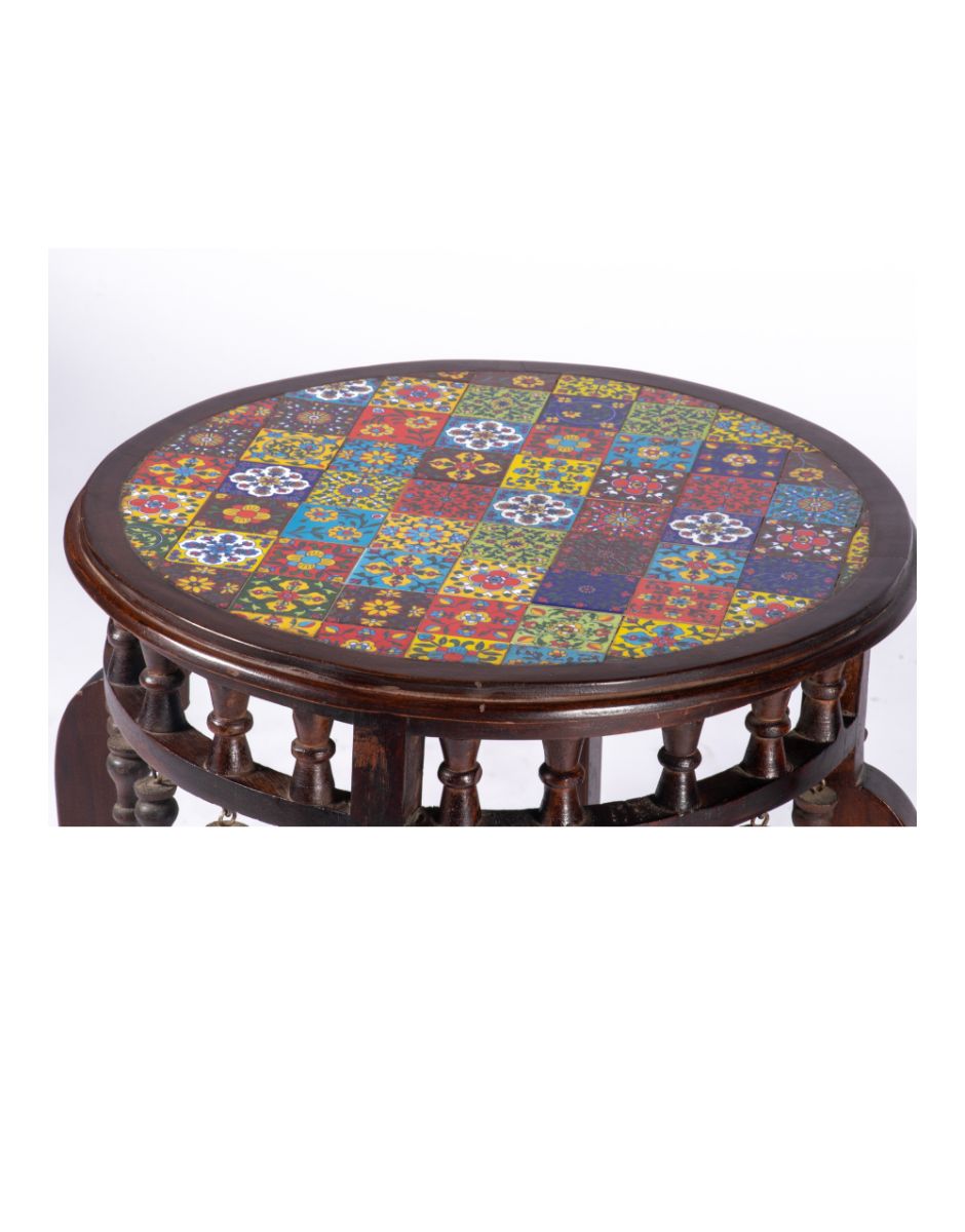 WOODEN TILE FTD ROUND STOOL